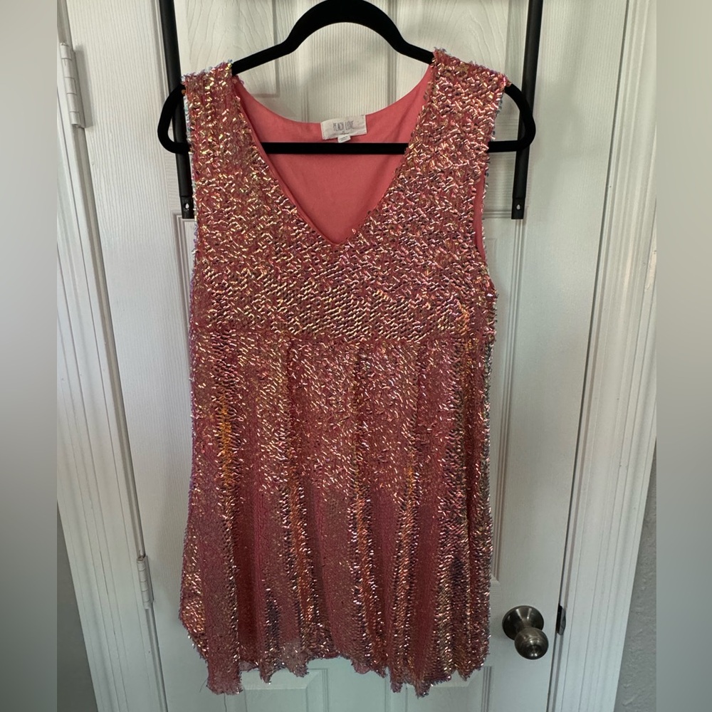 Peach Love (boutique) Size S Pink Sequin Tank Top Dress